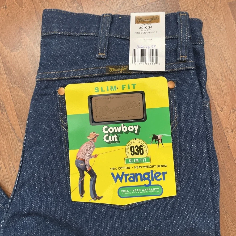 Wrangler Men's Cowboy Cut Slim Fit Indigo Jeans 936PWD 30x34  NWT